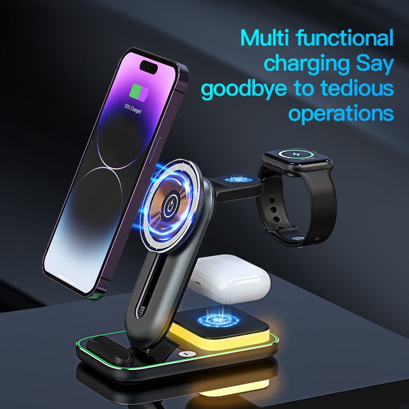 best seller multi chargers factory magnetic wireless phone 4 3 in 1 wireless charger for phone12/13/14 series switch charger