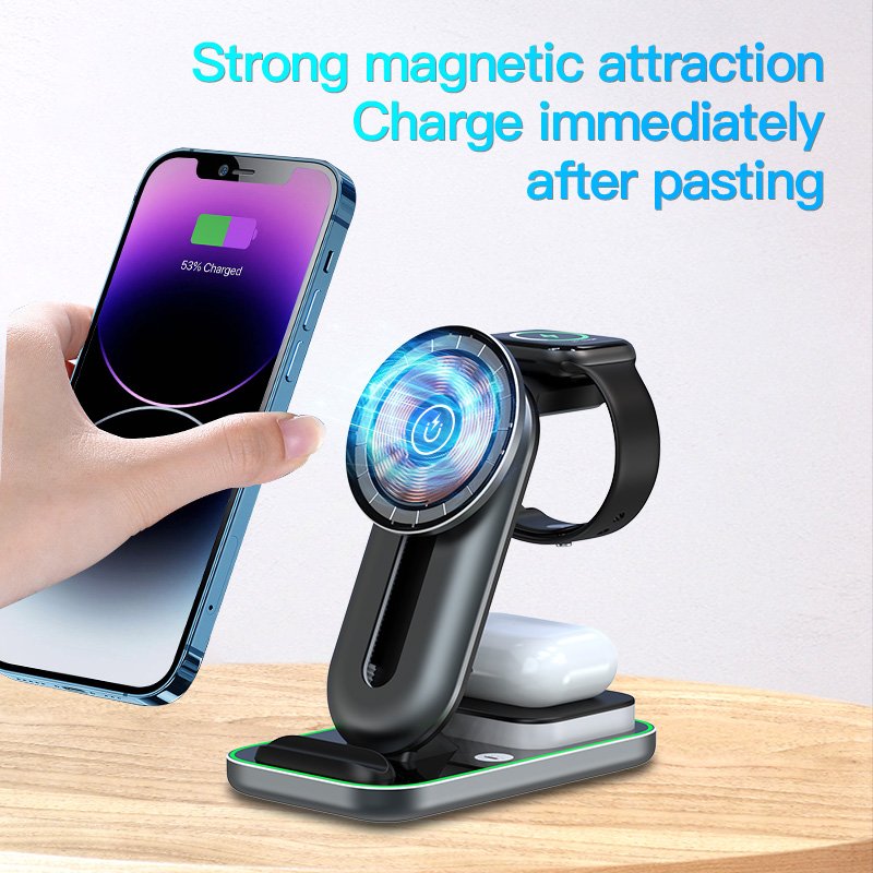 best seller multi chargers factory magnetic wireless phone 4 3 in 1 wireless charger for phone12/13/14 series switch charger