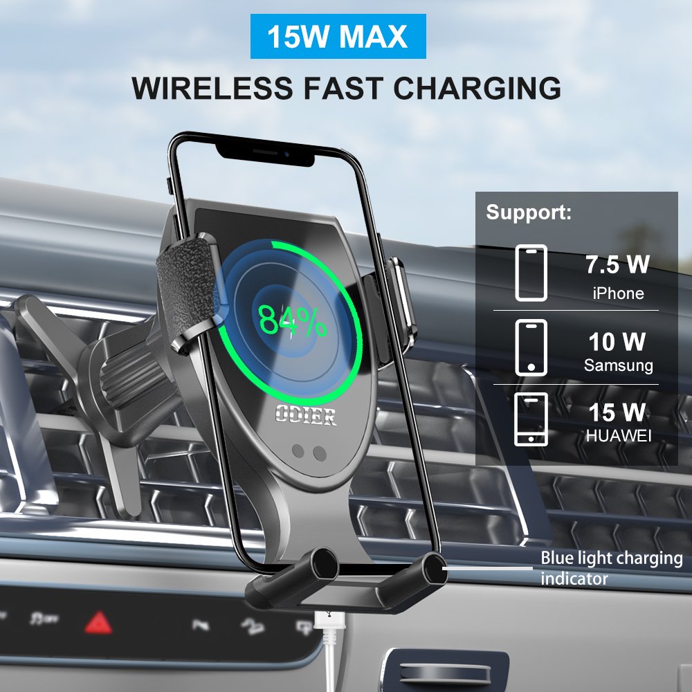 automatic clamping wireless car 15 w charger mount Air Vent car mobile holder with wireless charging fashion charger android