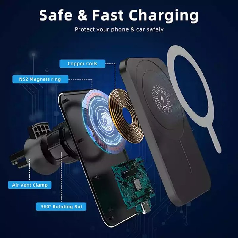Wholesales stable 15W Magnetic Wireless car Charger Mobile Phone Holder For Magnetic Phone Mount