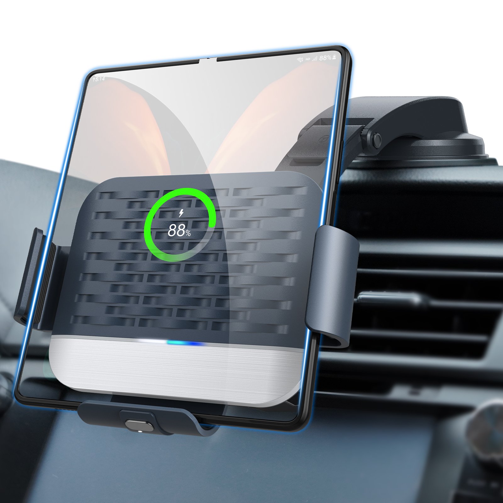Universal 15W Fast Wireless Charging Mobile Phone Holder S10 For iPhone 14 Samsung Z Fold 4 S23 Ultra Wireless Car Charger