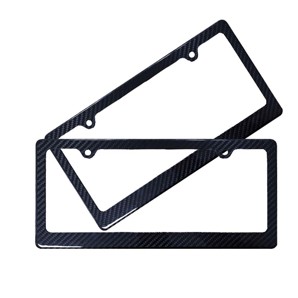 High quality 100% Real forged carbon fiber car license plate frame/holder two holes