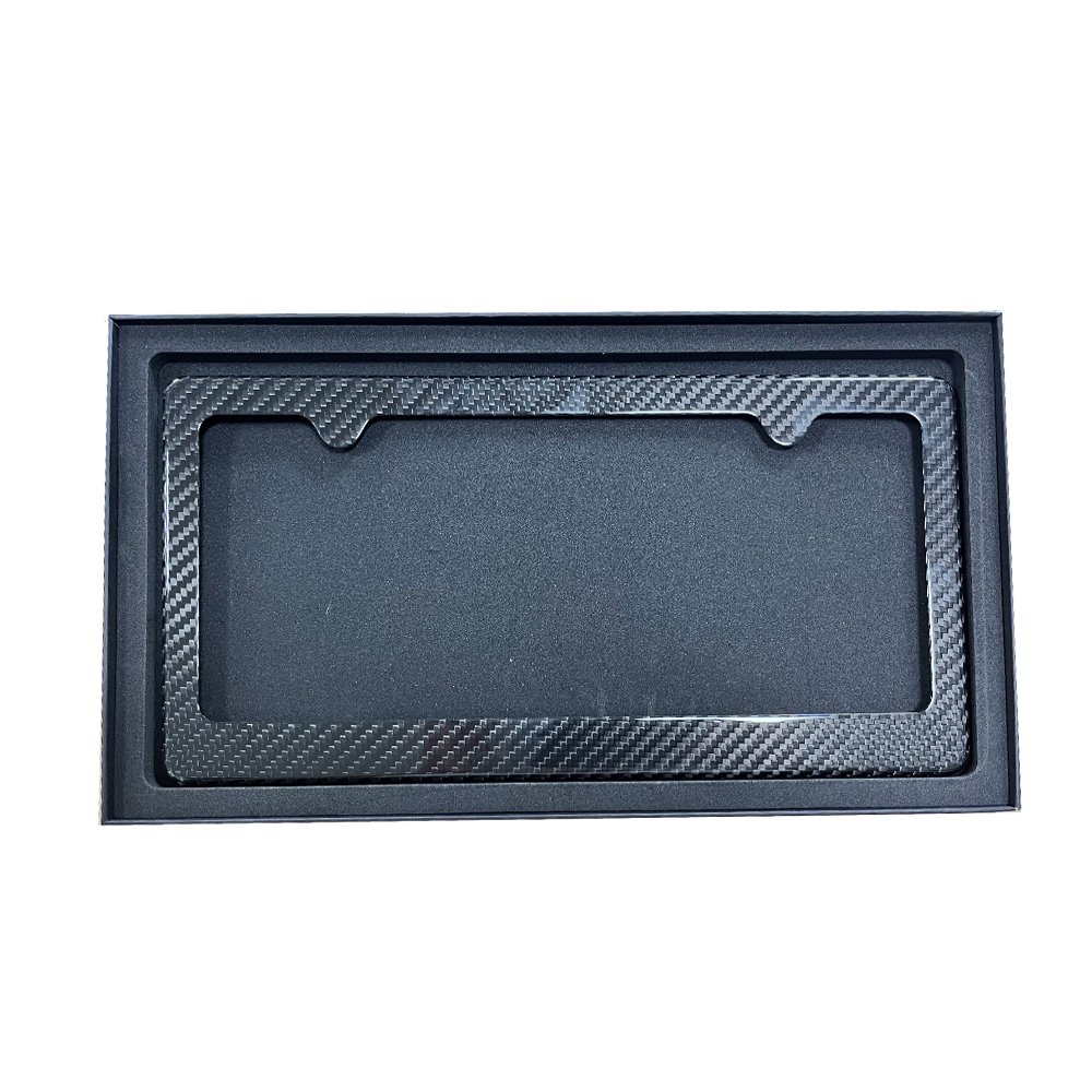 High quality 100% Real forged carbon fiber car license plate frame/holder two holes