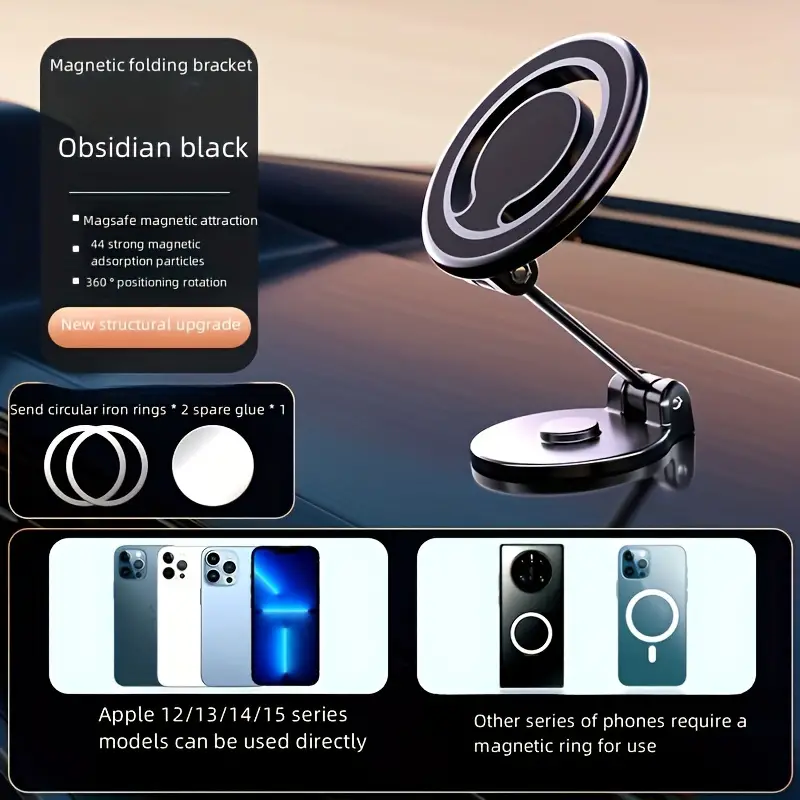 Wholesale Universal 1080 Multi-angle Adjustment Dash Phone Mount Foldable Magnet Car Phone Holder