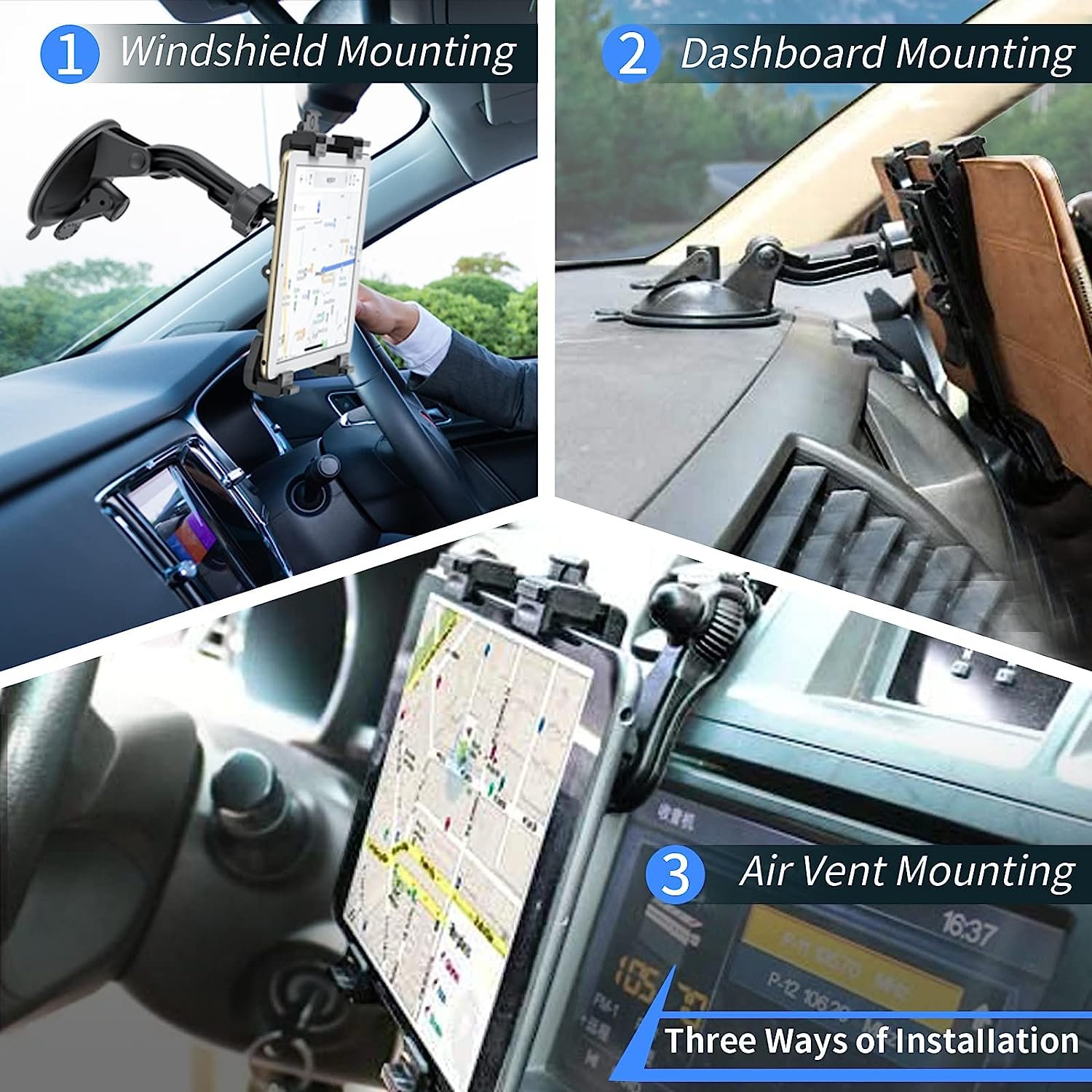 360 degree Rotation Window Dash Stand Car Dashboard Windshield Tablet Mount Holderfor iPad 6-11inch