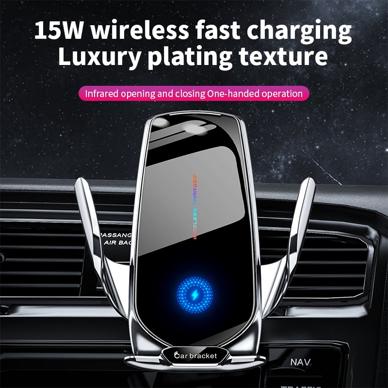 Automatic Clamp Car Wireless Charger 15W Fast Charging Holder for iphone 15 14 Pro Phone Charger with Magnetic Head Universal