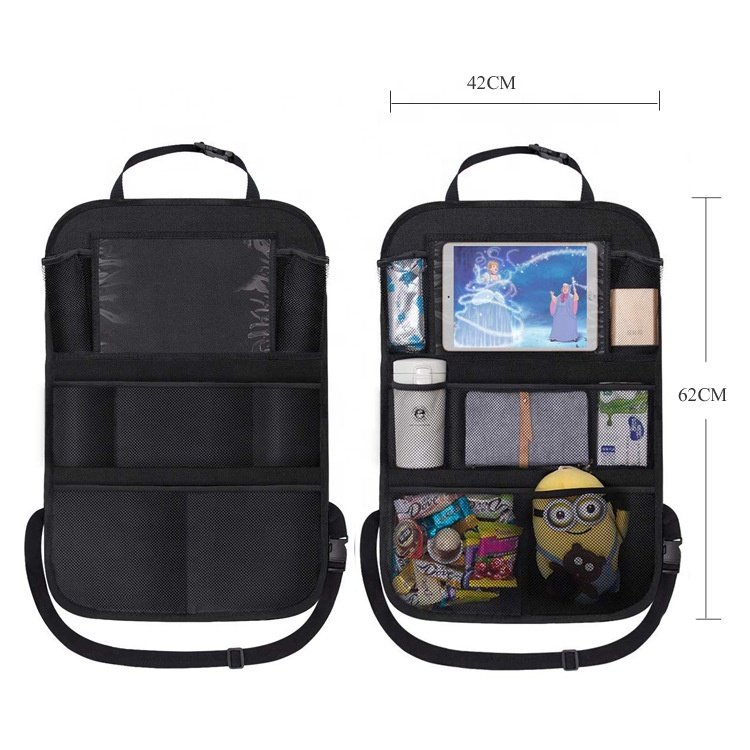Multiple USB Car Phone Charger Back Seat Organizer with Ipad tablet holder / Kick Mat Backseat Protector for Babies and Kids