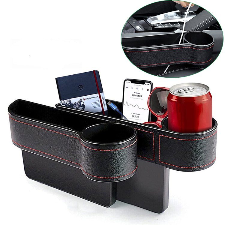 Waterproof Universal Automotive Drop Stop Car front Seat Side Car Seat Gap Filler Organizer With Cup Holder For Phone Wallet
