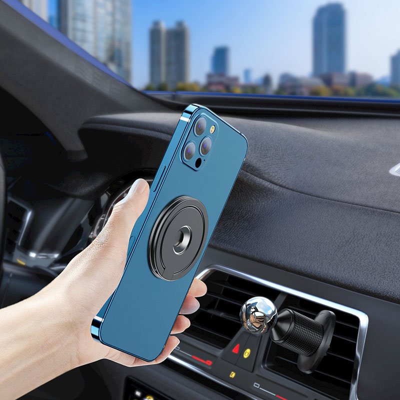 Metal material 1 inch ball mount magnetic car phone holder kit for dashboard and air vent