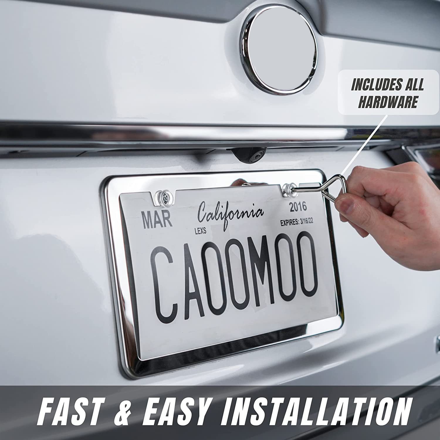 2 Holes Metal Universal License Plate Frames Car Black License Plate Holders Fits All Standard US Plates