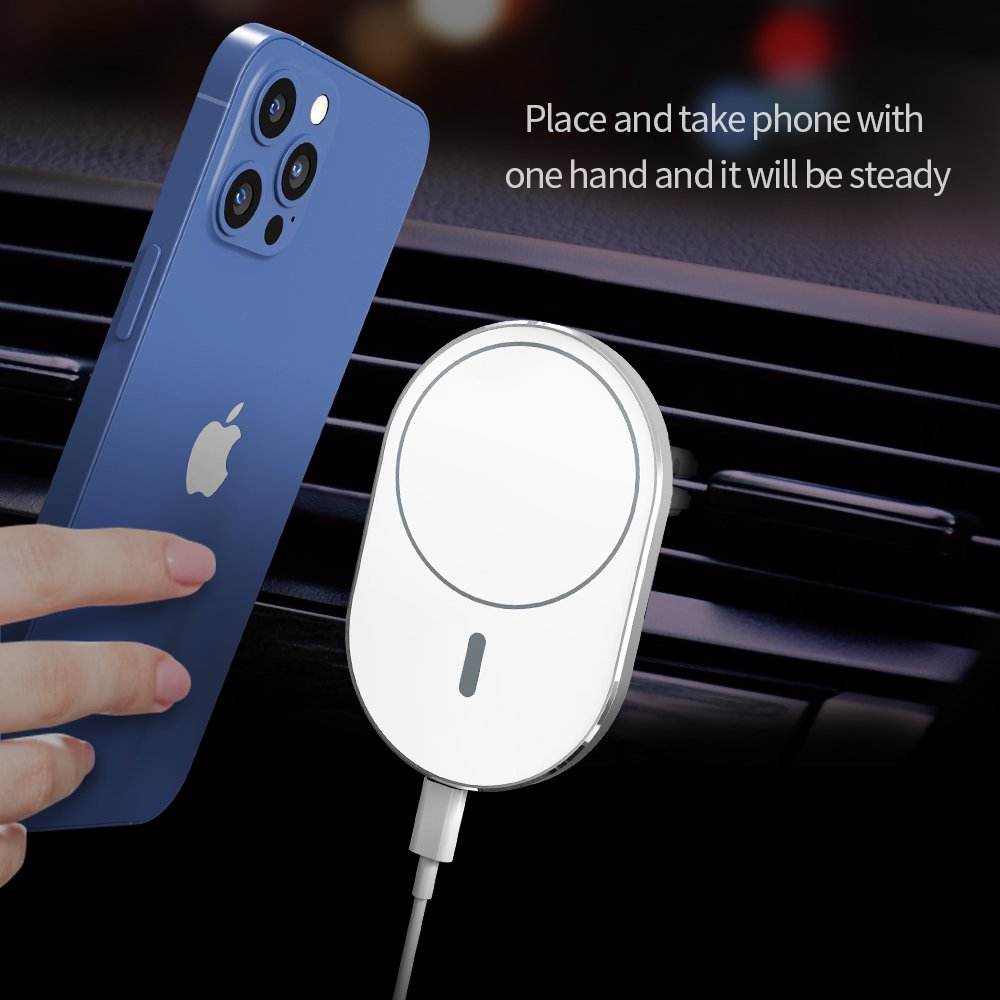 X19 universal 15W fast charging smart phone stand charger magnetic suction car mobile holder for iphone 15 pro