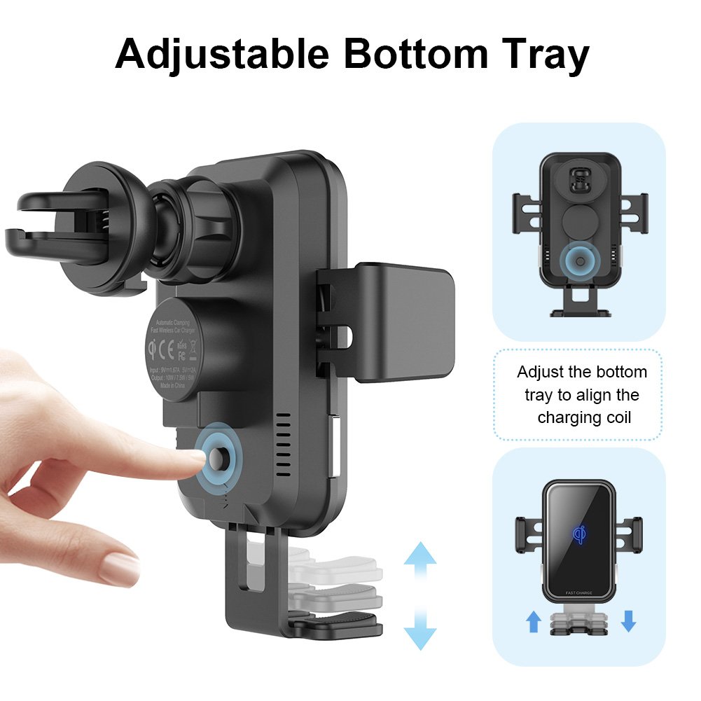 15W Fast Charging Auto Clamping Phone Mount Holder Wireless Car Charger for iPhone 15 14 13 12 11 Pro Max Samsung