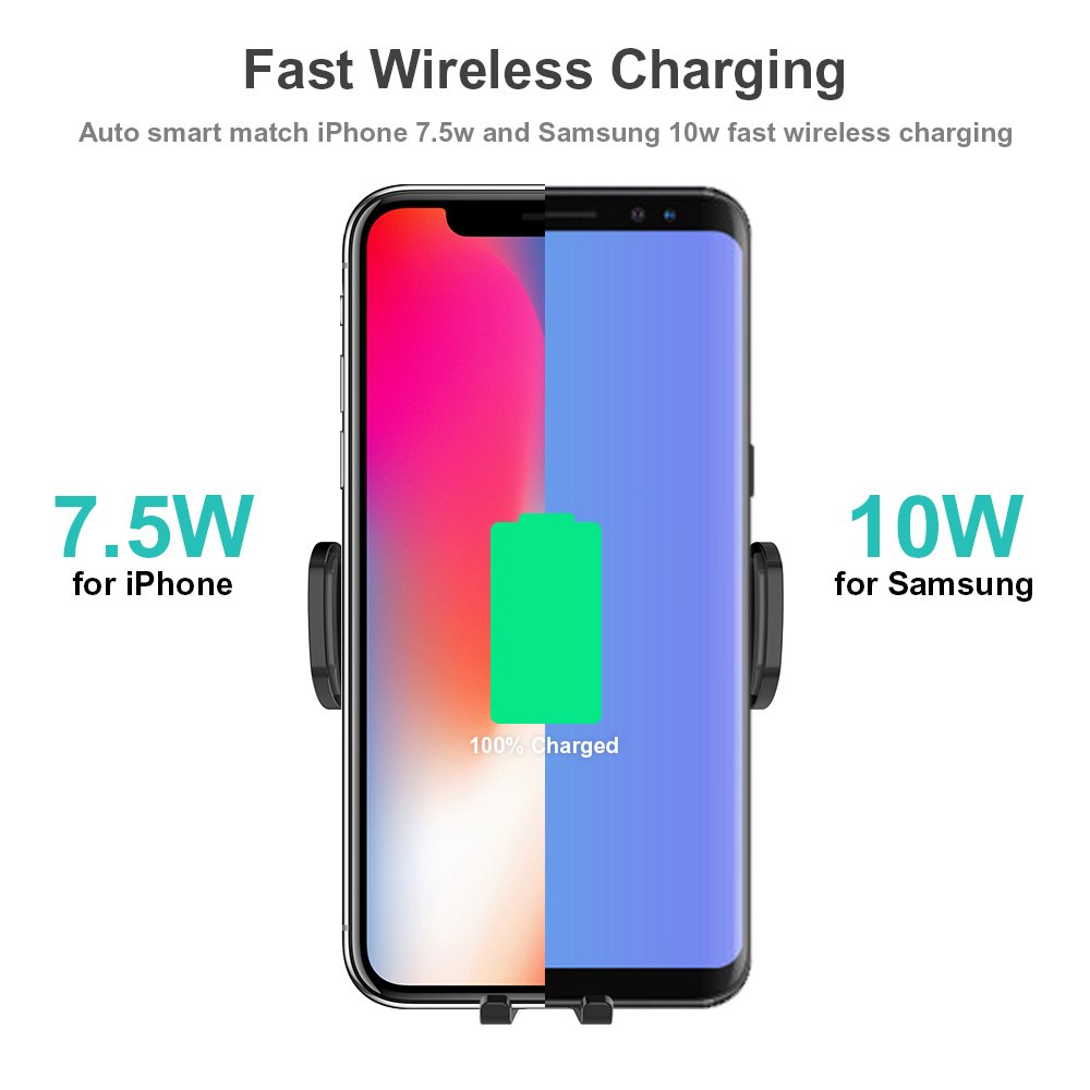 New Products 2 In 1 Electric Easy One Touch Shipping Free Air Vent Bracket Mobile Phone Car Wireless Charger Holder Phone