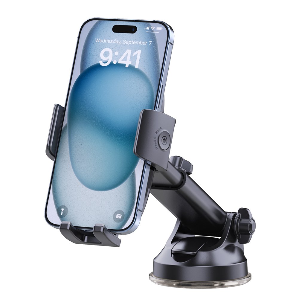 New Arrival Reusable Long Arm Adhesive Suction Cup Phone Mount Washable Car Phone Holder for Dashboard Windshield 4.7-7