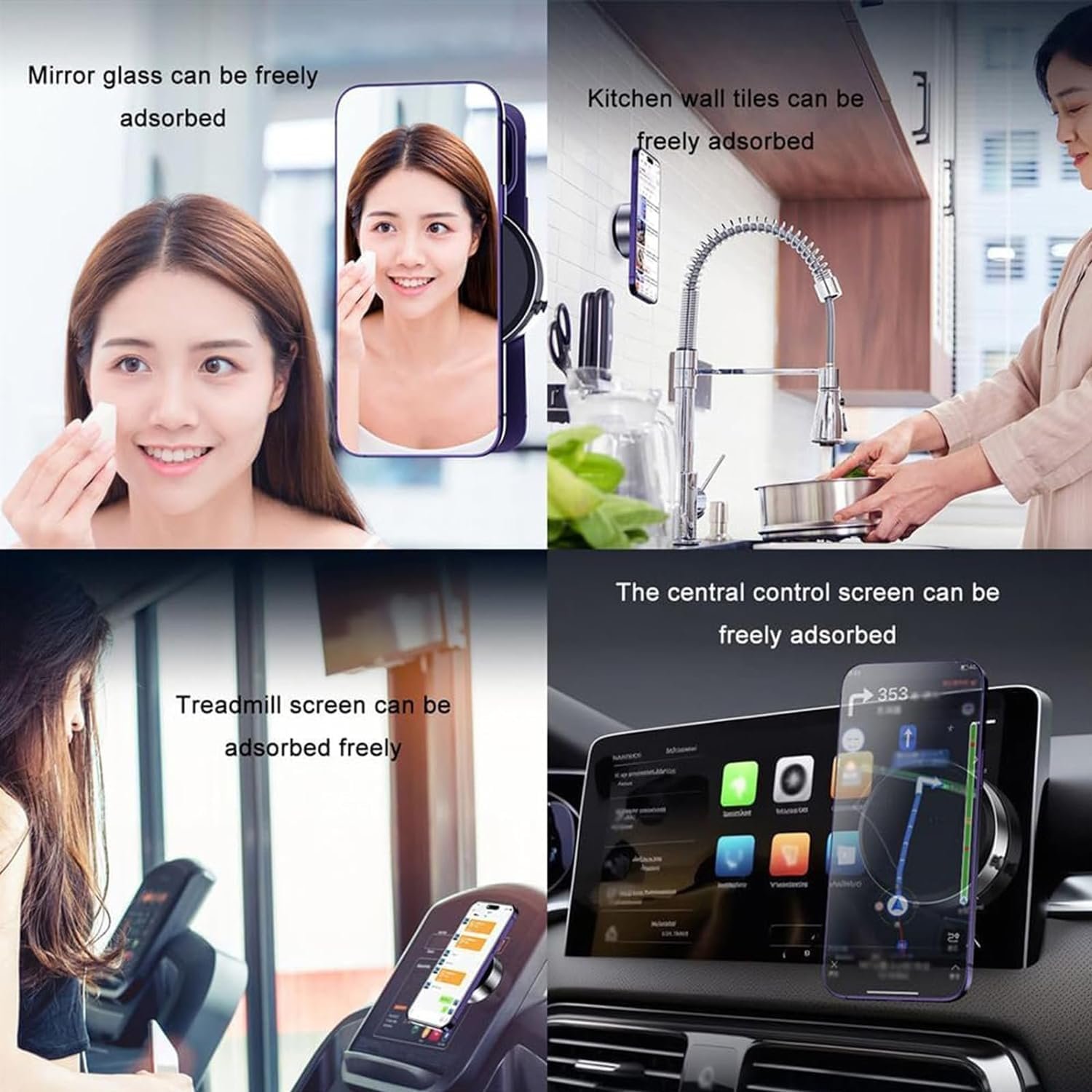 2024 New Car Gym Mirror Smooth Surface Vacuum Magnetic Suction Cup Phone Holder for Magsafe iPhone 15 14 13 12