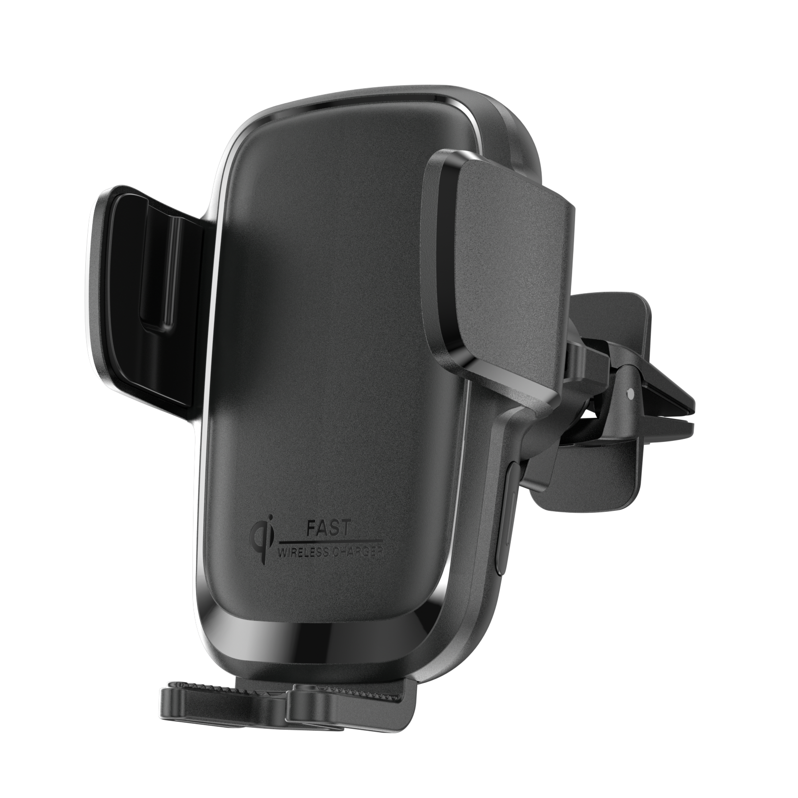 This is one Patented Three-sides Auto Claming Design Qi 15W Wireless Car Mount FOD 360 Adjustable Mobile Phone Holder