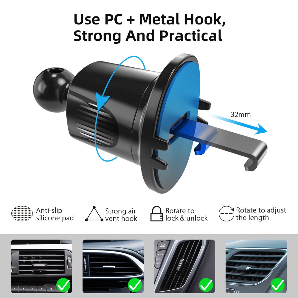 New Upgrade Air Vent Car Charger For Magnetic Wireless Car Phone Holder 360 Rotation For Iphone 12 Magnetic Wireless Car Charger