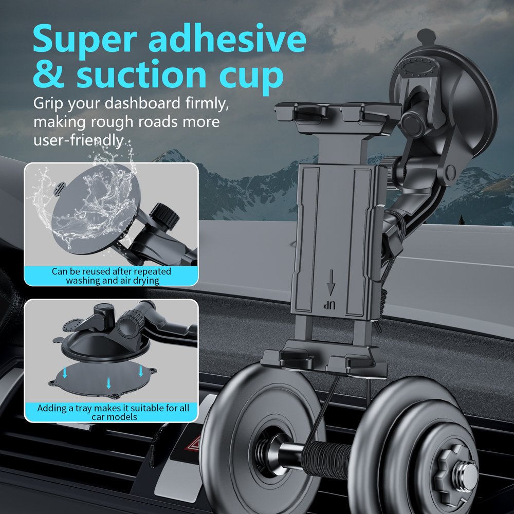New Windshield Car Tablet Mount Truck Window Dashboard Phone Tablet Holder Suction Cup for iPad 11 12.9 Air Mini 4.7-13.5in