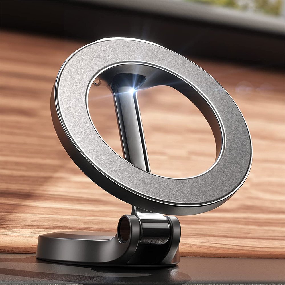 2024 Universal Alloy Folding Magnetic Car Dashboard Compact Cell Phone Holder for MagSafe 360° Adjustable Magnetic Car Mount