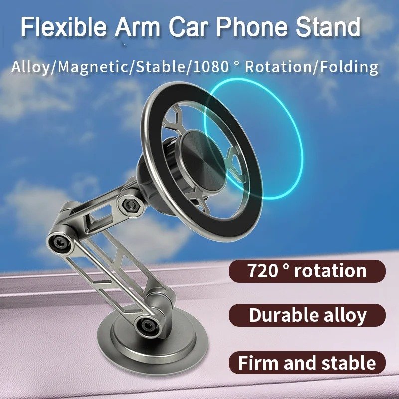Flexible Universal 360 PRO Rotation All-Metal Magnetic Phone Holder Strong Magnets Car Phone Holder Car Mount for All Phone