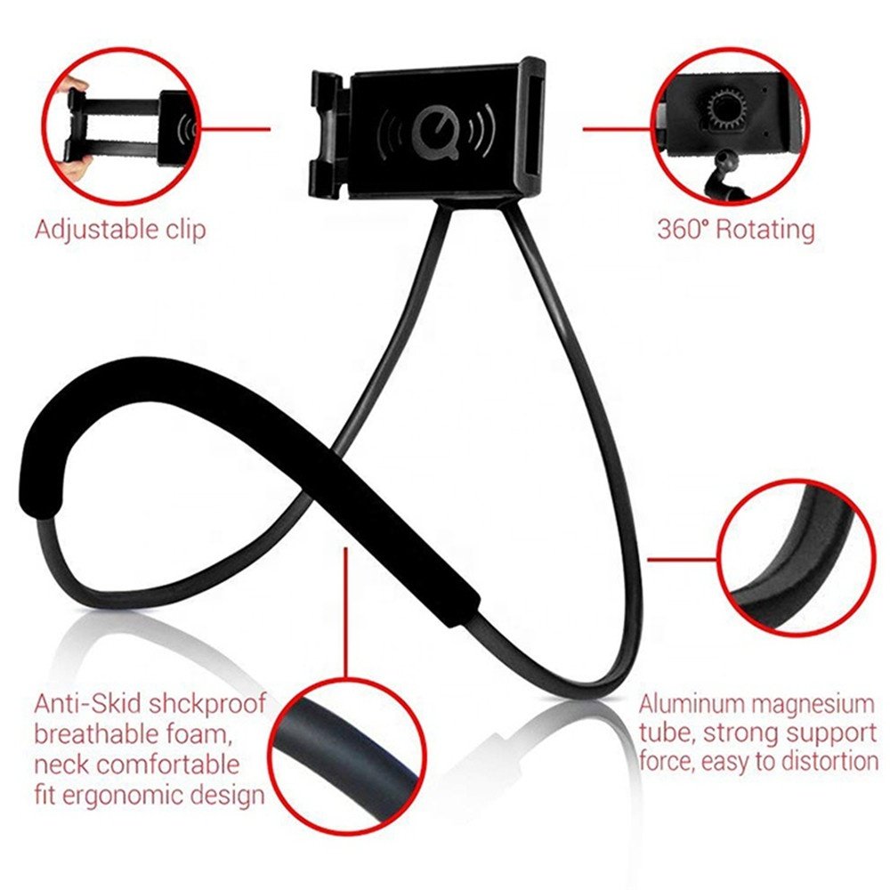 Multifunctional Universal Lazy Neck Phone Holder Lazy Bracket Stand with 360 degree Rotating Mounts