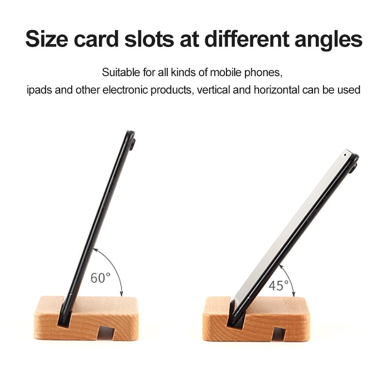 Wholesales Price Mini Wooden Phone Holder Portable Desktop Stand Universal Maple Walnut Wood Phone Stand