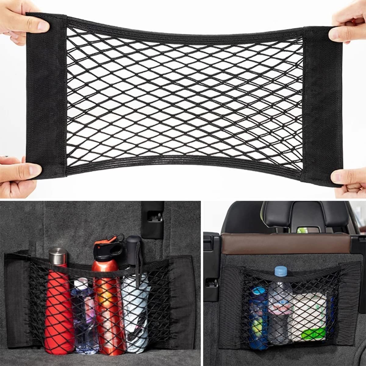 Universal Car Seat Back Storage Elastic Mesh Net Bag Luggage Holder Pocket Trunk Organizer