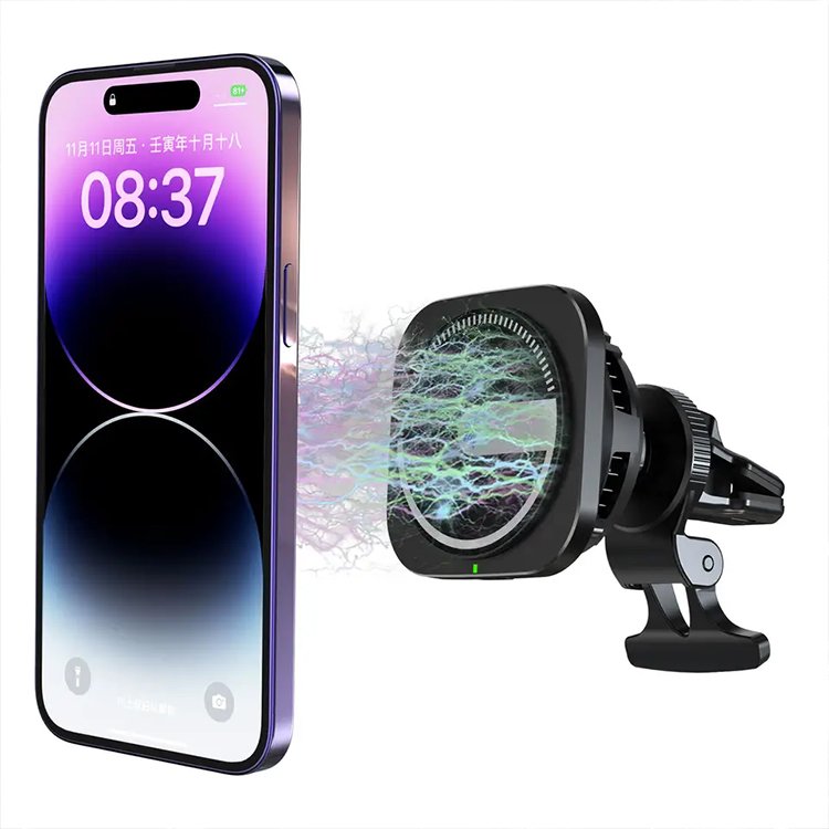 KC/CE/FCC/RoHS Magnetic Wireless Car Charger Mount 15W Fast Charging Mount For IPhone 15 Cargador De Coche Inalambrico