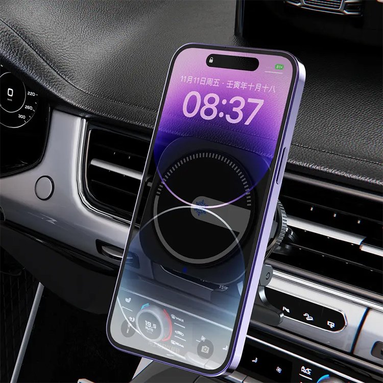 KC/CE/FCC/RoHS Magnetic Wireless Car Charger Mount 15W Fast Charging Mount For IPhone 15 Cargador De Coche Inalambrico