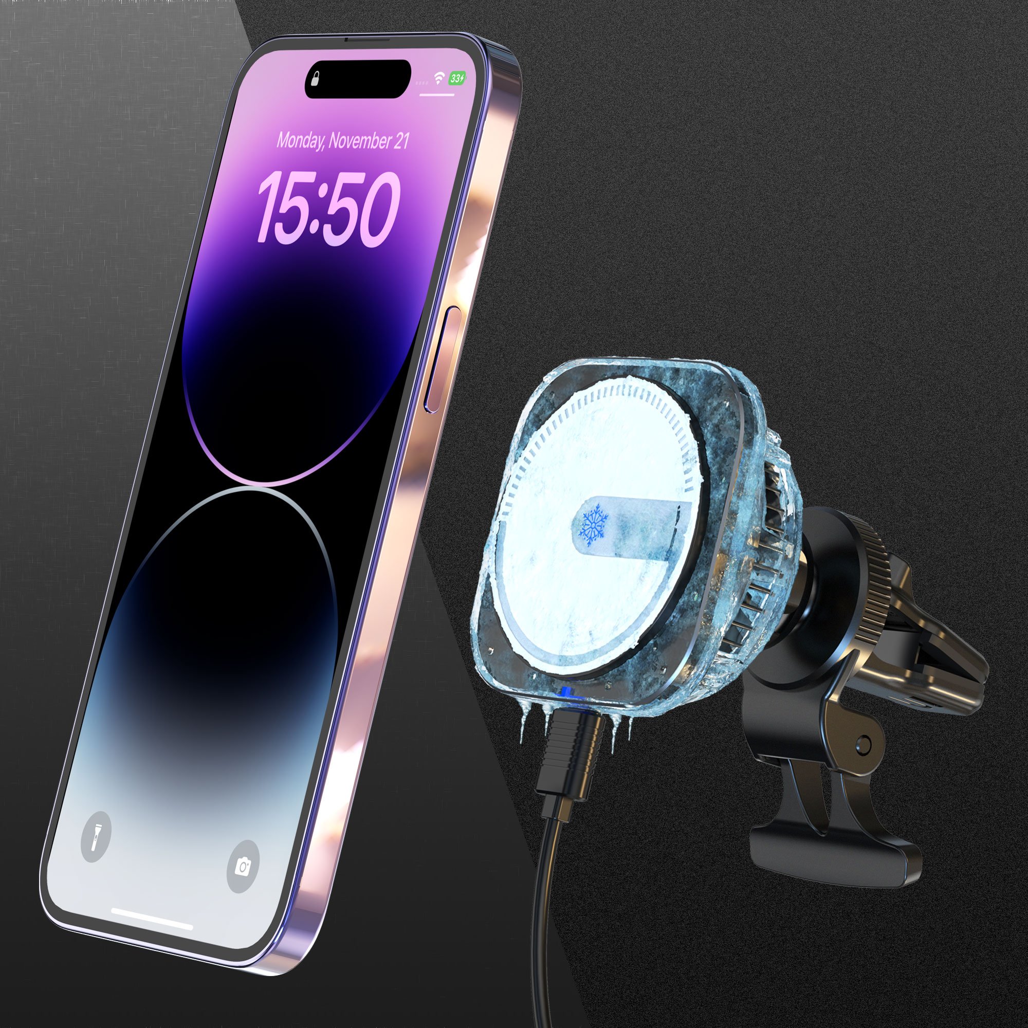 KC/CE/FCC/RoHS Magnetic Wireless Car Charger Mount 15W Fast Charging Mount For IPhone 15 Cargador De Coche Inalambrico