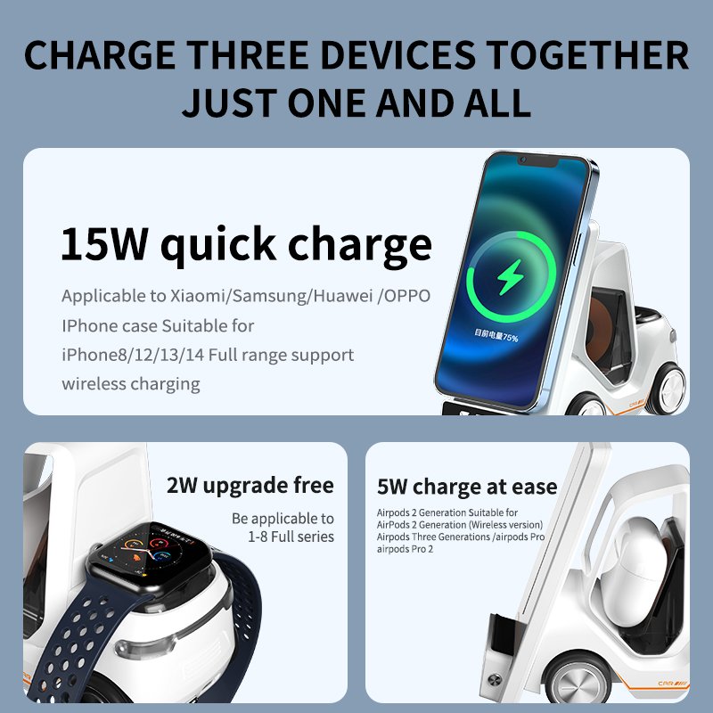 Car style adjustable light all-in-one wireless charging phone holder with clock phone holder