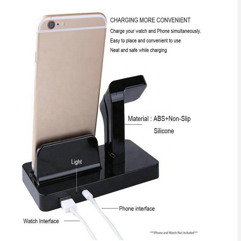 2024 Best Seller 2 in 1 Charging dock For Smart Phone For Watch USB Charge Docking Station Stock Cradle Holder Stand Charger