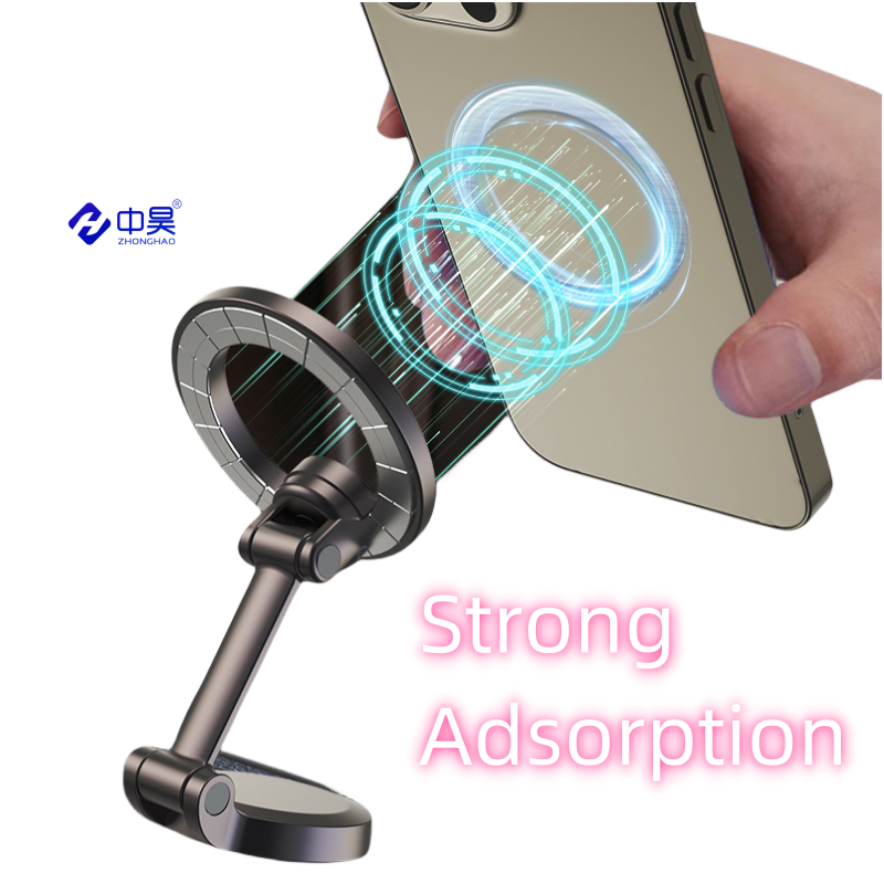 2024 Hot products Magnetic Cellphone Stand 360 Degree Rotation Portable Mini Car Mobile Stand Alloy Foldable Car Phone Holder
