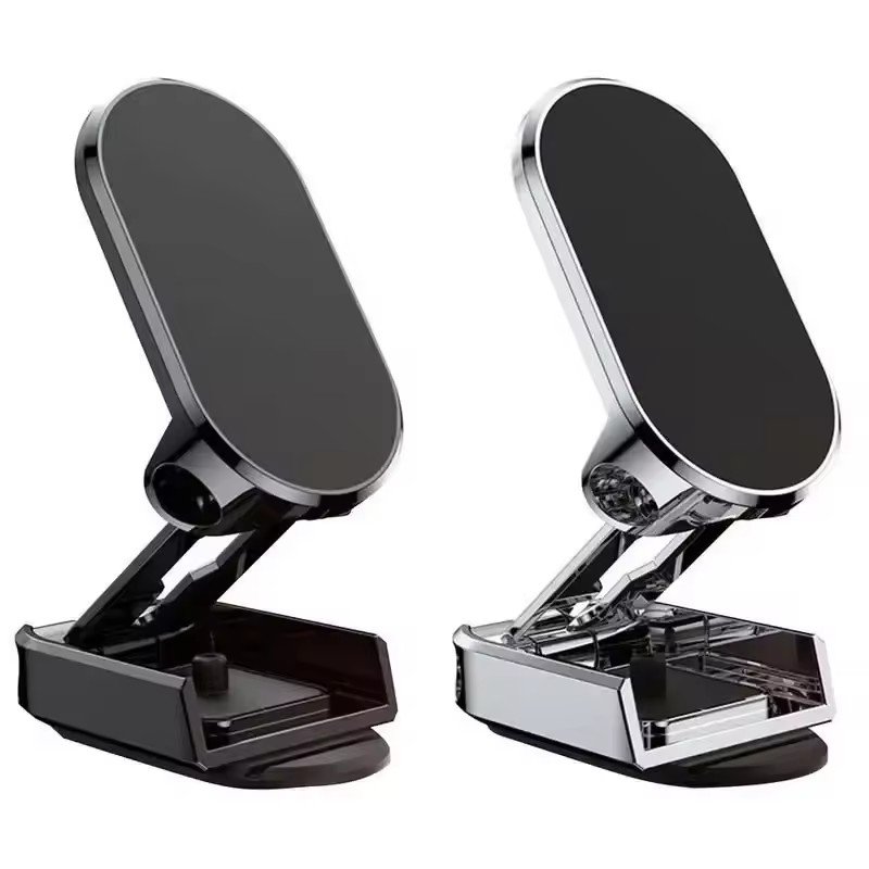 2025 Practical Strong Zinc Alloy Metal Phone Holder Magnetic Double Damping Adjustable Folding Dashboard Mobile Car Phone Holder