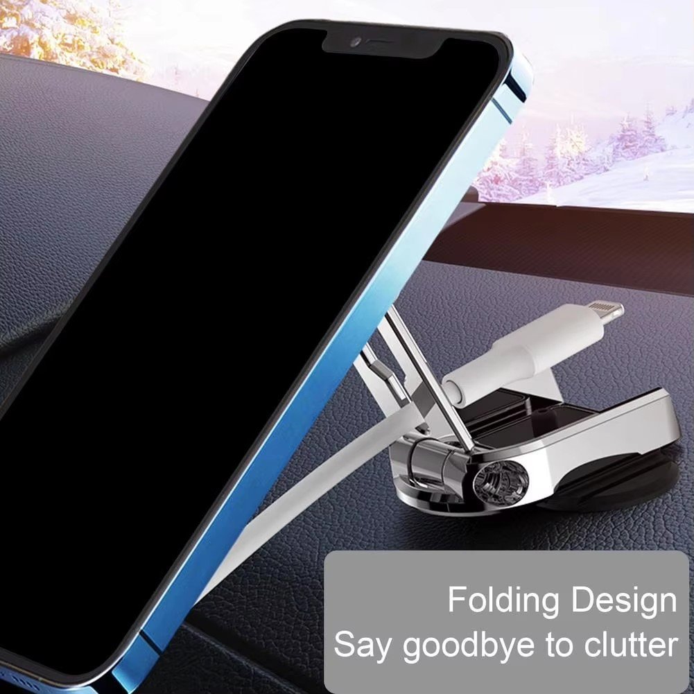2025 Practical Strong Zinc Alloy Metal Phone Holder Magnetic Double Damping Adjustable Folding Dashboard Mobile Car Phone Holder