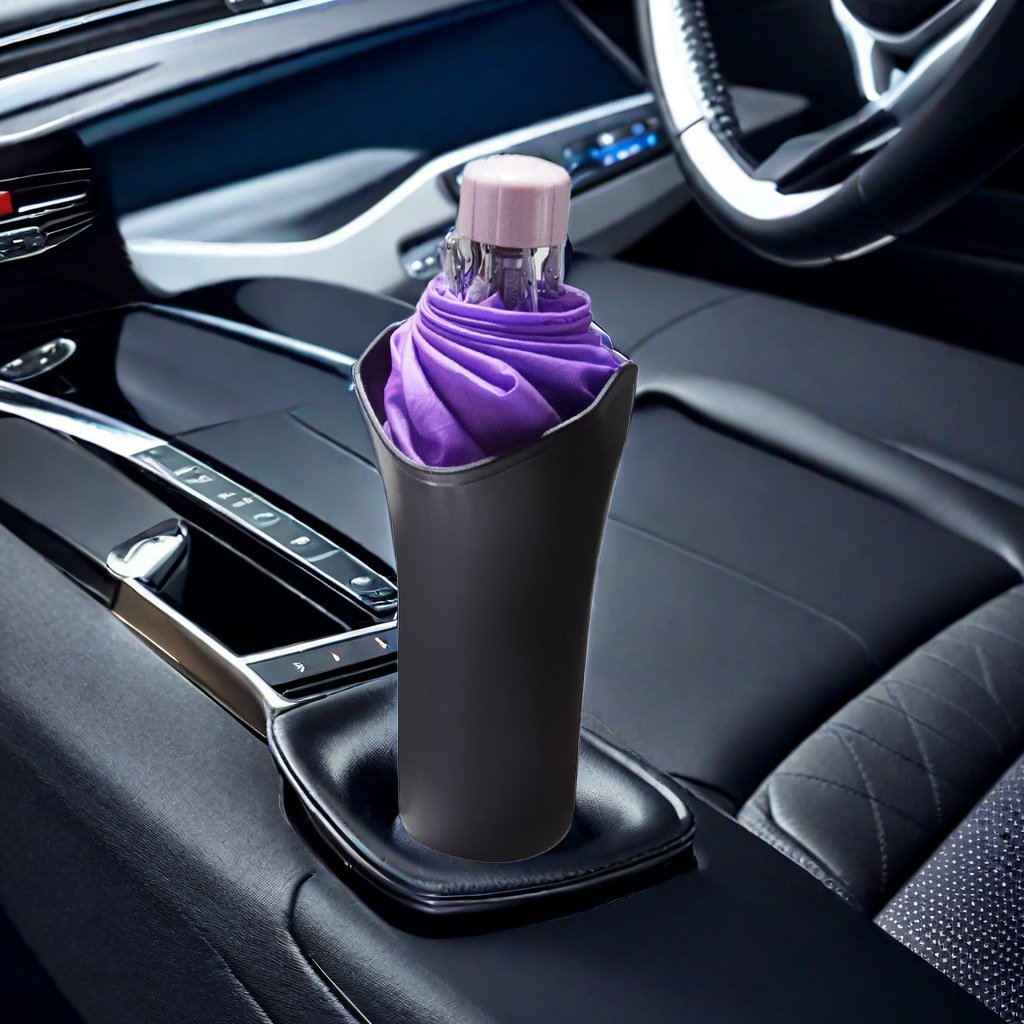 2025 Car Umbrella Holder Auto Car Umbrella Bucket Folding Umbrella Cup Holder Debris Storage Barrel Black Car Trash Can