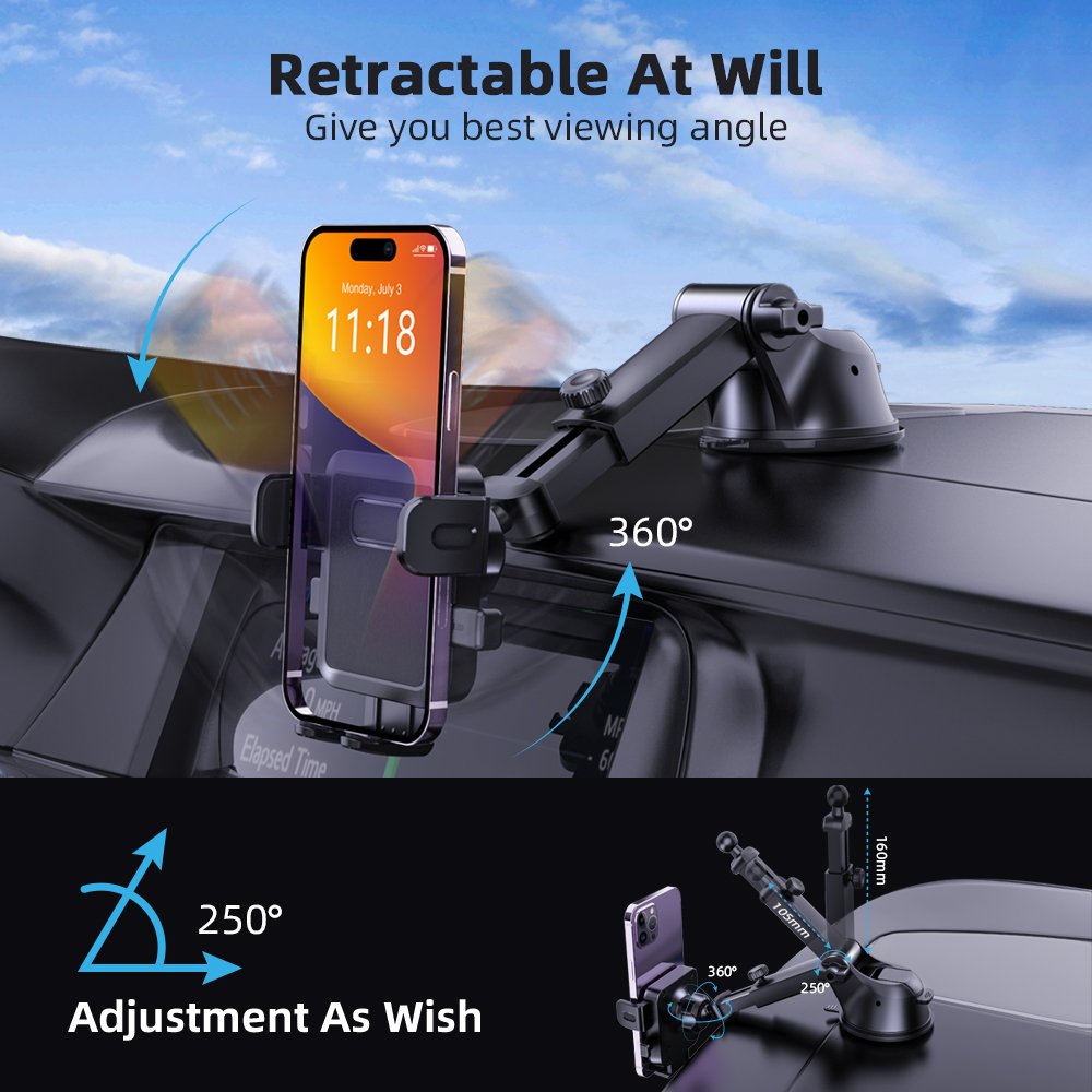 2023 New Arrivals Trending Products Flexible Mobile Phone Holders Dashboard Mount for Universal Car Phone Car Holder Stand
