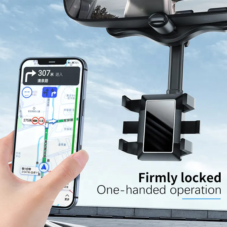 New Mobile Phone Car Holder Car monitor bracket 360 Rotatable Retractable Rearview Mirror Phone Holder For Car