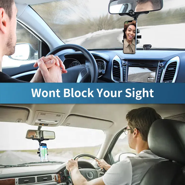 New Mobile Phone Car Holder Car monitor bracket 360 Rotatable Retractable Rearview Mirror Phone Holder For Car