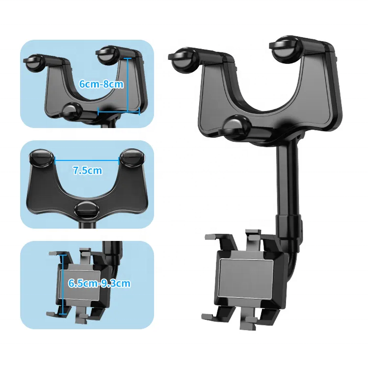 New Mobile Phone Car Holder Car monitor bracket 360 Rotatable Retractable Rearview Mirror Phone Holder For Car