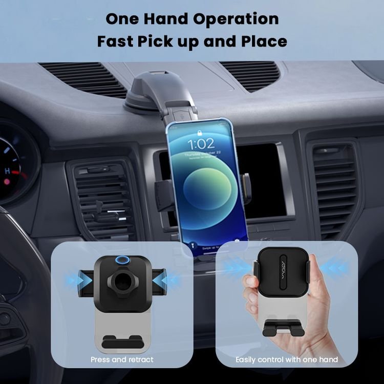 Vyvylabs Car Phone Mount Dashboard Windshield Suction Pull-down Car Phone Holder Steady Clamp Car Holder