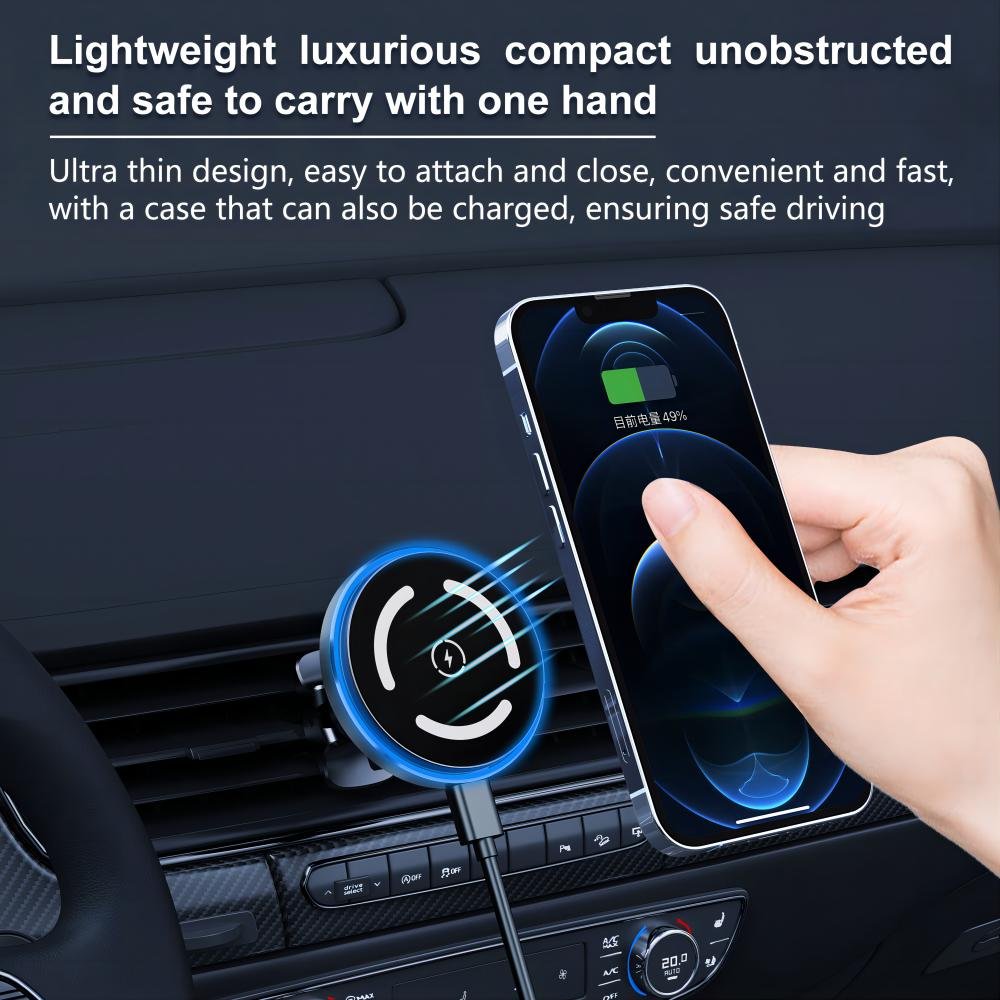 Factory Custom Car Charger 15W Magnetic Wireless Car Charger Mount Fast Charging Phone Holder