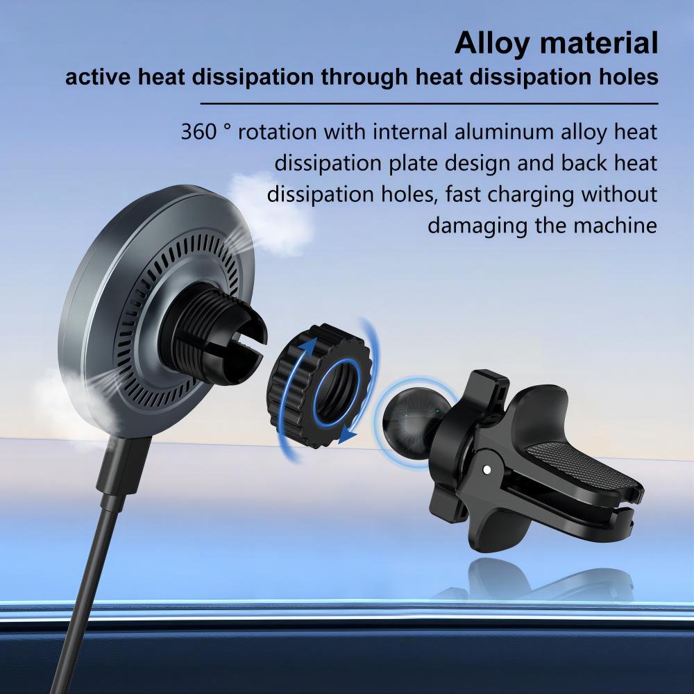 Factory Custom Car Charger 15W Magnetic Wireless Car Charger Mount Fast Charging Phone Holder