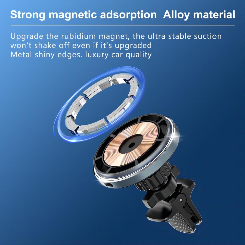 Factory Custom Car Charger 15W Magnetic Wireless Car Charger Mount Fast Charging Phone Holder