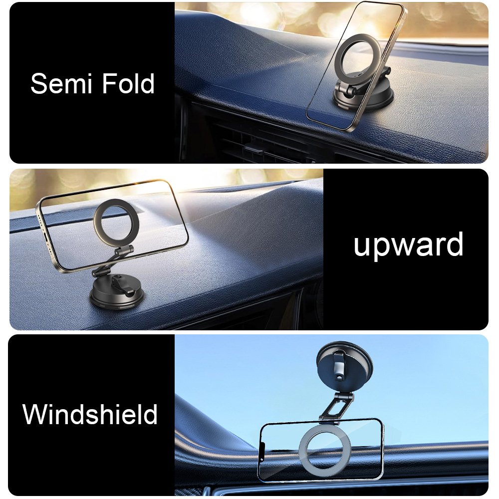 Newest Design Alloy Folding Magnetic Phone Holder For Car Suction Mobile Holder Mount Windshield Dashboard Mobile Phone Holder