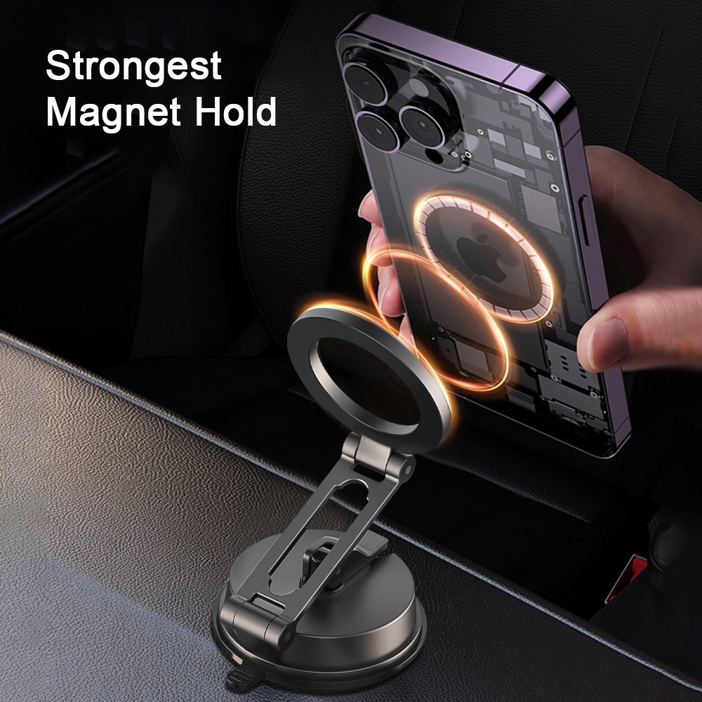 Newest Design Alloy Folding Magnetic Phone Holder For Car Suction Mobile Holder Mount Windshield Dashboard Mobile Phone Holder