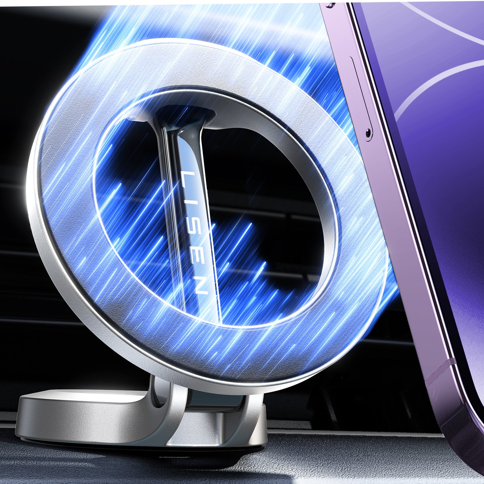 LISEN Wholesale Car Mount Charger Fast Charging Wireless Magnetic Car Phone Mount