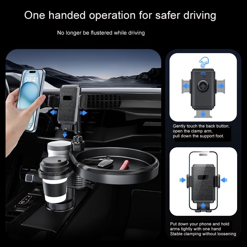 Multifunction Mobile Phone 4 in 1 Car Cup Holder Expander Adapter Base Tray Car Drink Cup Bottle Holder Food Tray Car Stand