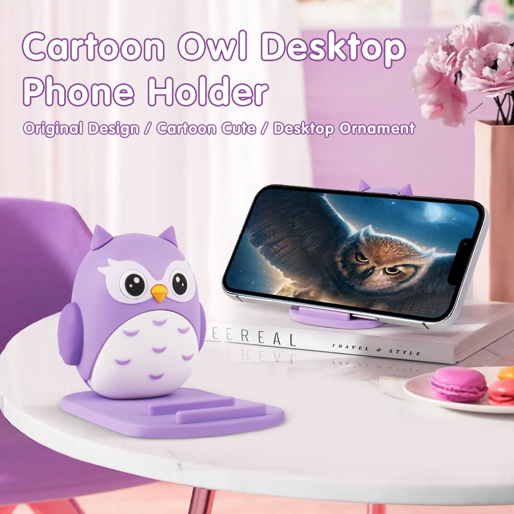 Office Gadgets Cute Owl Design Phone Stand Pvc Universal Multipurpose Desktop Phone Holder