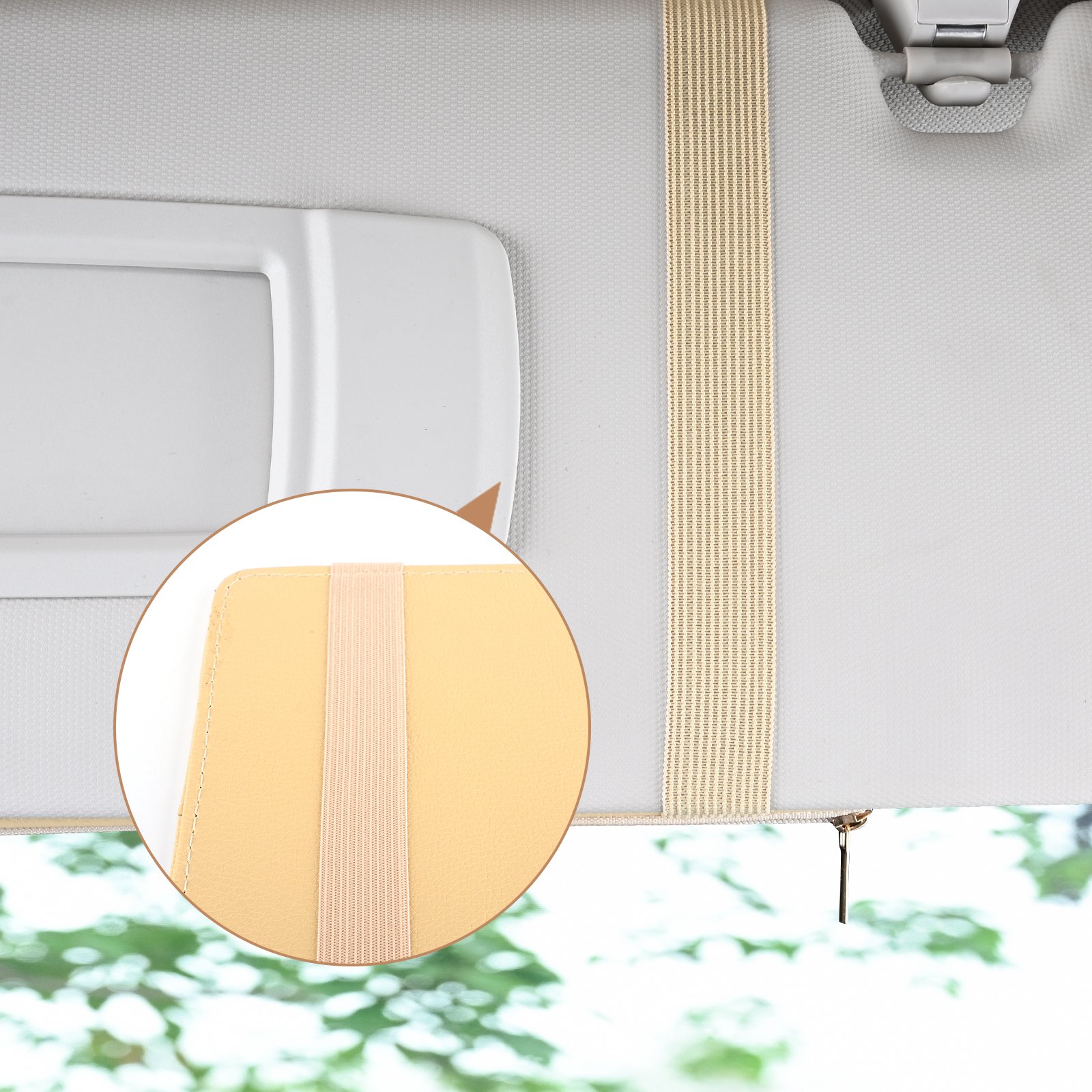 High Quality Car Sun Visor Organizer Pu Leather Car Visor Hanging Pocket Pouch Glasses Clip Card Pen Holder Multi Pockets